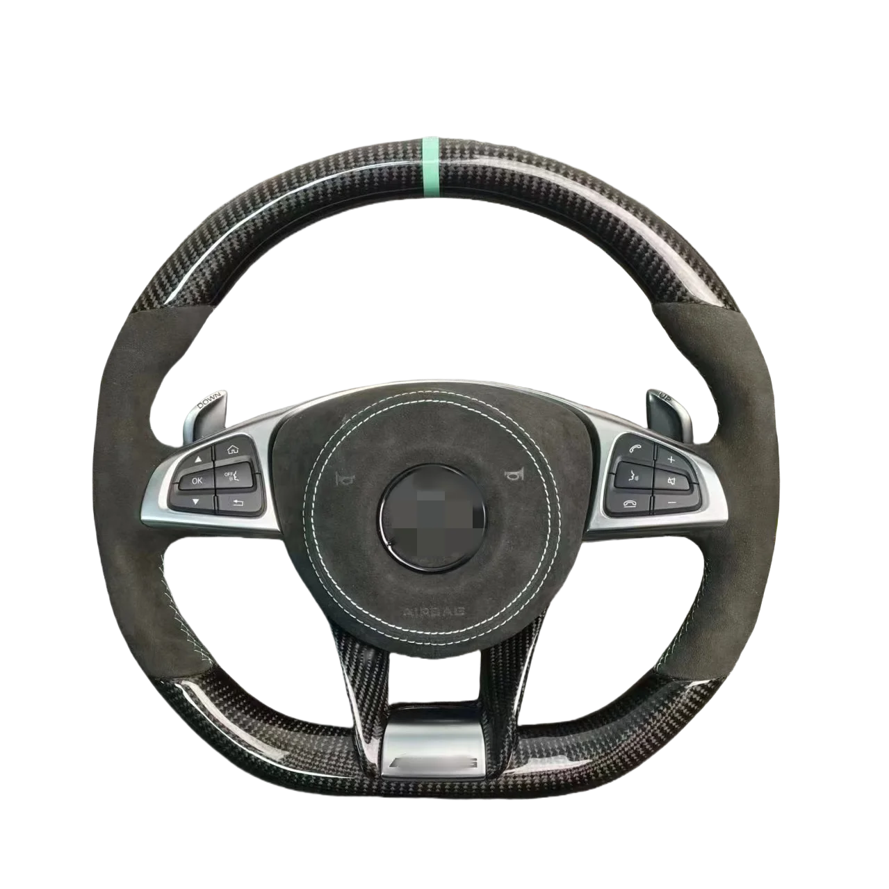 Углеродное рулевое колесо с черной отделкой для пианино Mercedes Benz W204 W205 W211 W221 X166 GLC X253 G63 AMG
