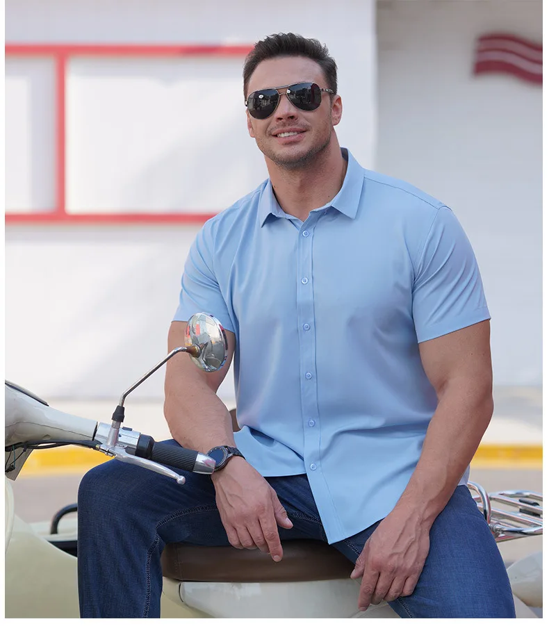 DLL0721-05 Доступные размеры XS-6XL Цена по прейскуранту завода высокое качество короткий рукав плюс размер мужские рубашки с короткими рукавами для мужчин