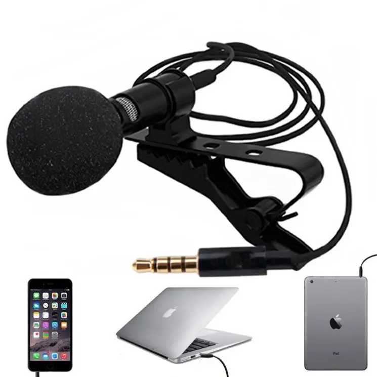 K102 Portable External 3.5mm Hands-Free Mini Wired Collar Clip Lapel Lavalier mini Microphone Cell Phone Laptop Tablet Recording