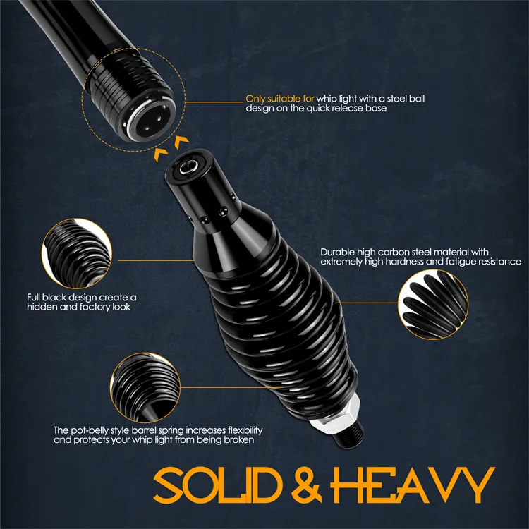 7MM Spring Vertical Mount Safety Led Whip Light Spring Mount