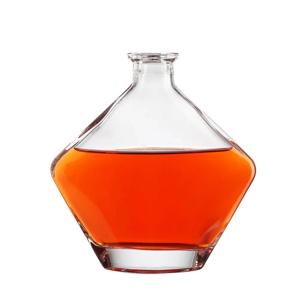 Customize 500ml Fancy Clear Unique Shape Glass Liqueur Wine XO Brandy Cognac Rum Whisky Vodka Gin Spirit Glass Bottles