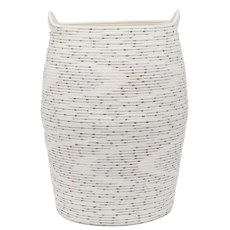 Large size foldable storage container with handle shape customizable  environmentally friendly comfortable cotton rope basket