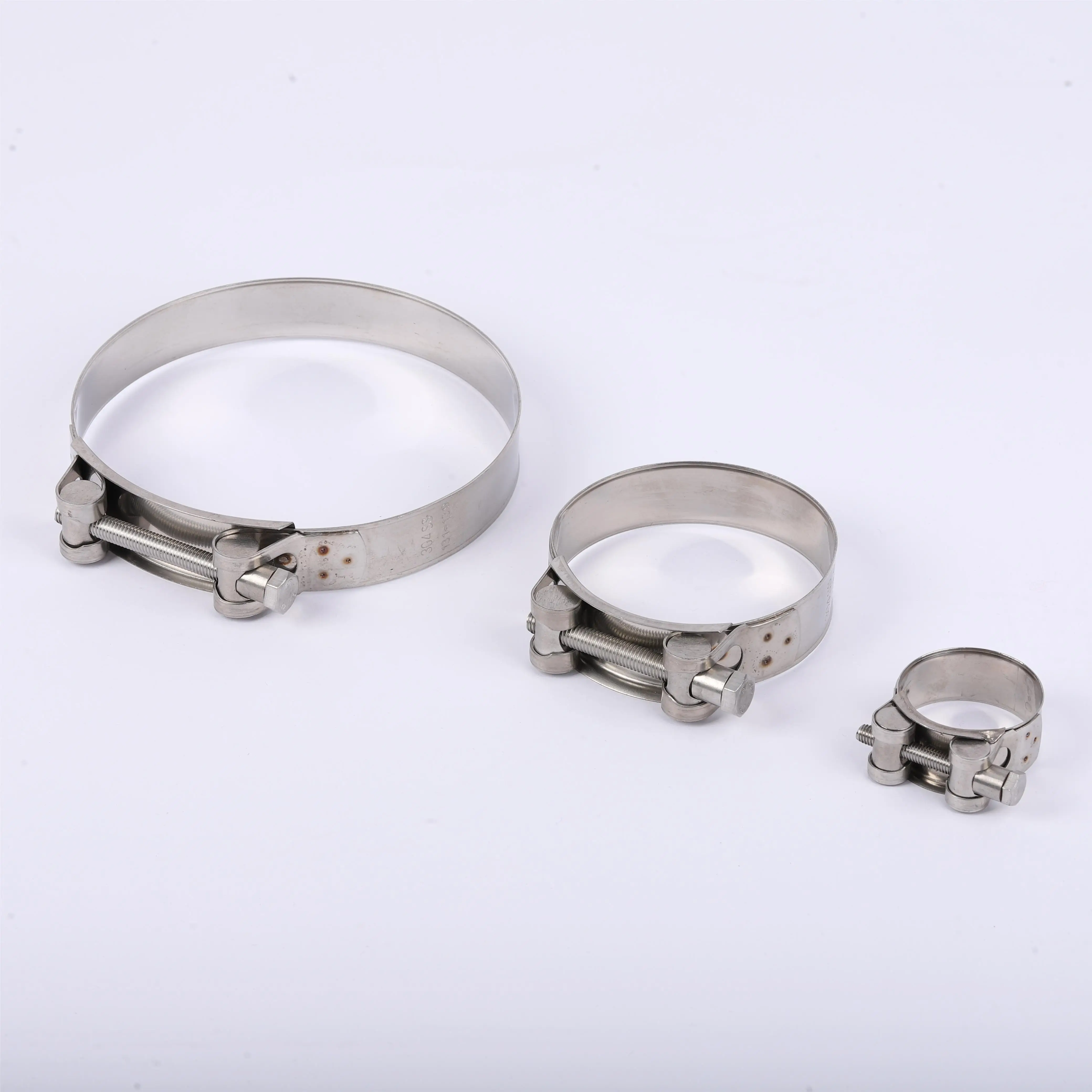 Stainless Steel 201 304 316 adjustable heavy duty strong hose clamp bolt clamps throat hoop robust pipe clamp