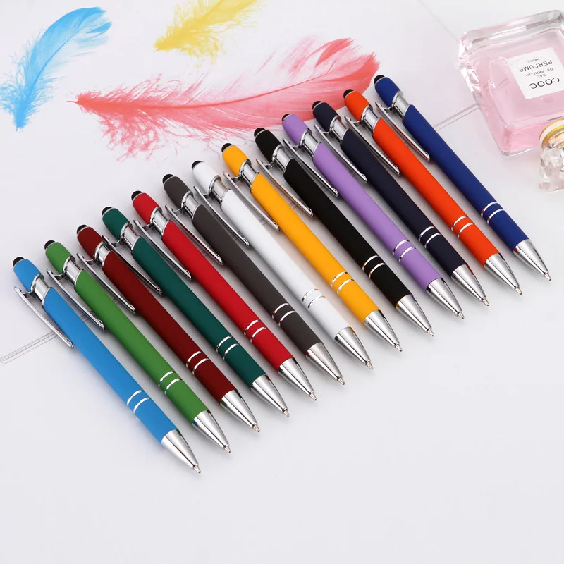 X710 Promotional 2 In 1 Customized Ballpoint Pen Multi-colored Luxury Metal Stylus Ball Pen With Logo Printed For Office