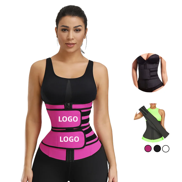 
2021 Custom plus size Slimming Removable Double Belt Latex Waist trimmer Trainer Women 