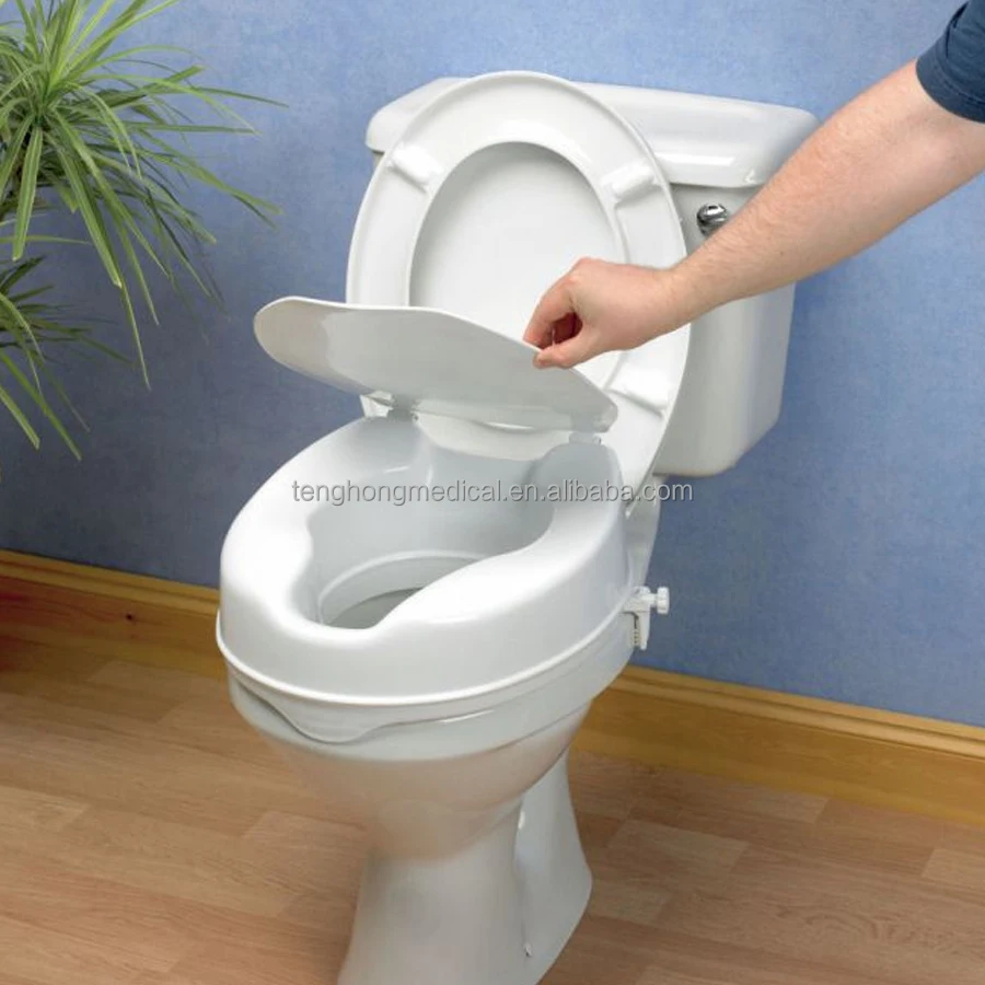 Standard Seat 6 inches Raised Toilet Seat with lid and Lock for Handicapped elderly