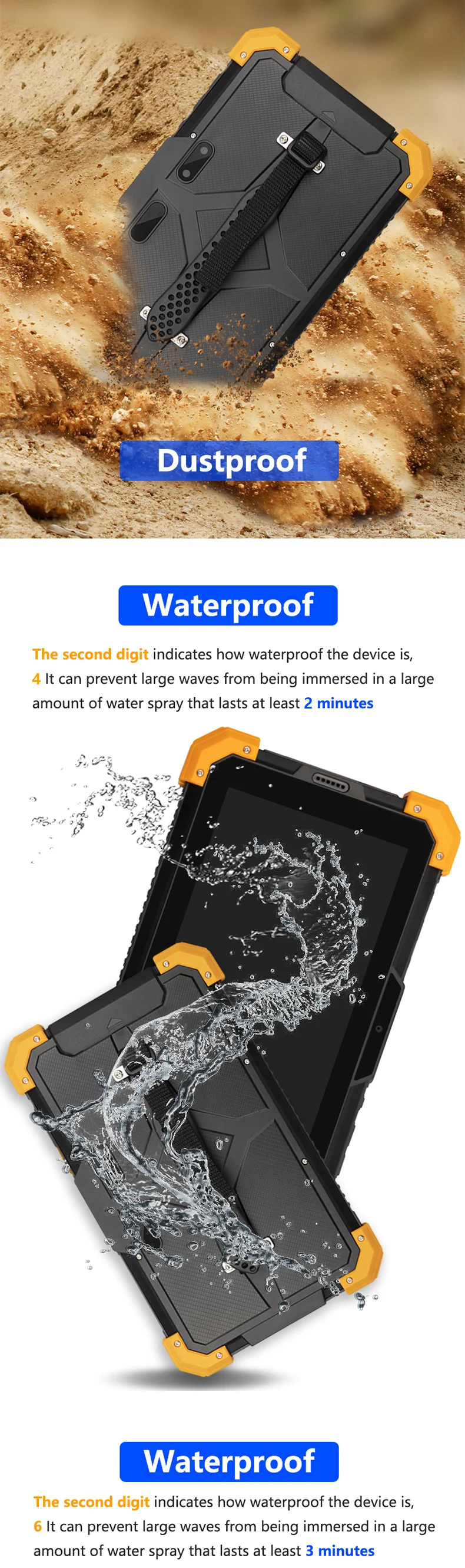 OEM QR Scanner Barcode Front Finger 4G Dual Sim Rugged Android Tablet Pc 7 Inch Pda With NFC