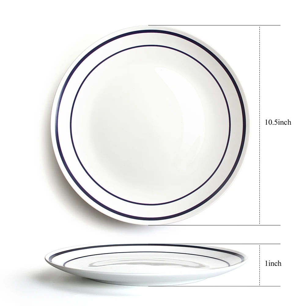 Nordic Blue Rimmed Dinner Plates Bone china Wedding Decoration Dishes 10.5 Inch