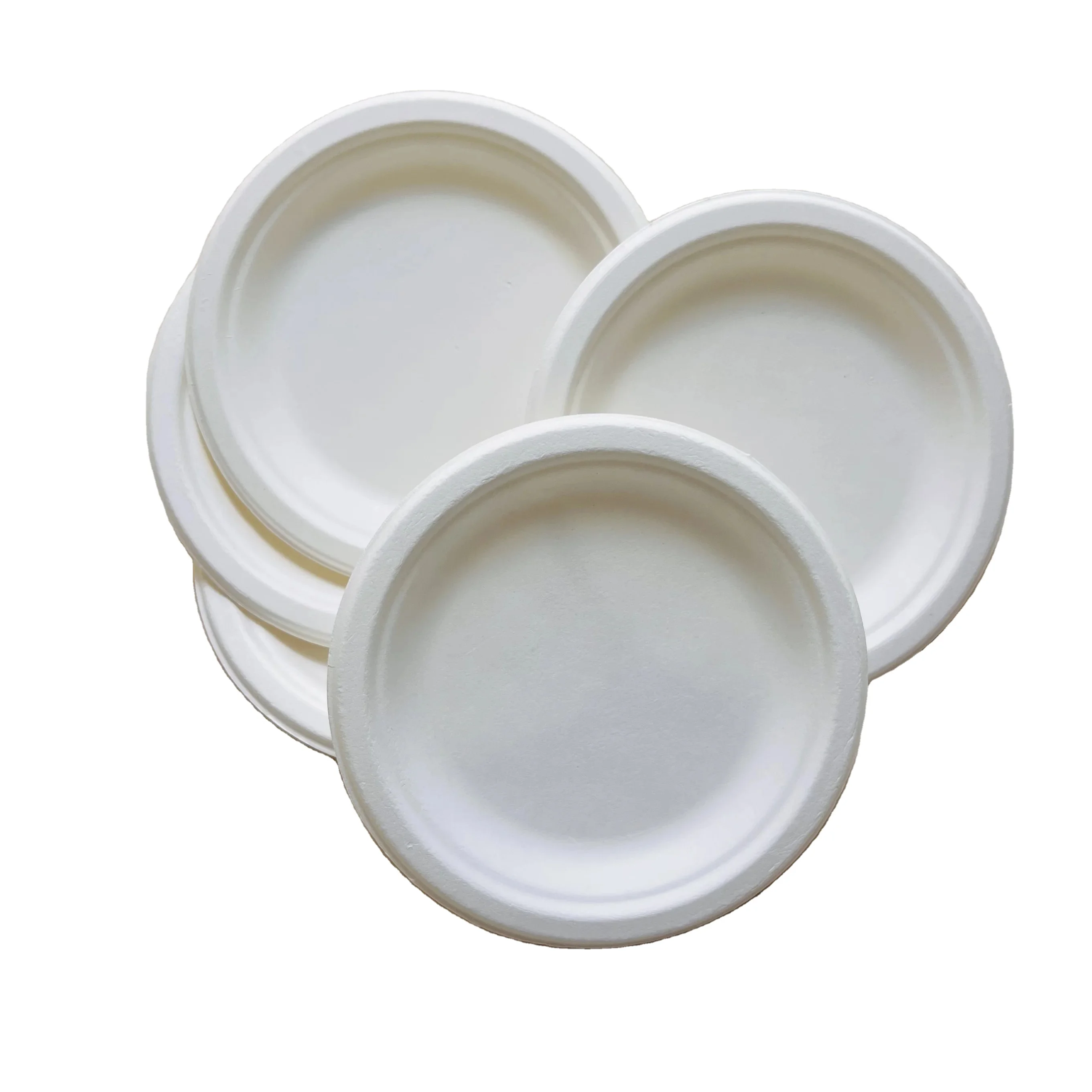 6 inch Round Disposable Paper Plate Sugarcane Bagasse Pulp Paper Party Plate Compostable 100% Biodegradable Plates