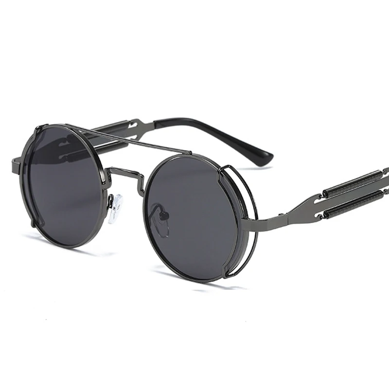 
New fashionable metal circle sun glasses custom logo eyewear brand design vintage round steampunk sunglasses women men 