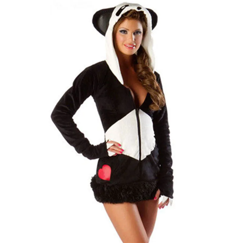 Sexy Black and White Panda Christmas Adult Furry Animal Cosplay Costume Halloween Carnival Party Fancy Dress M40300