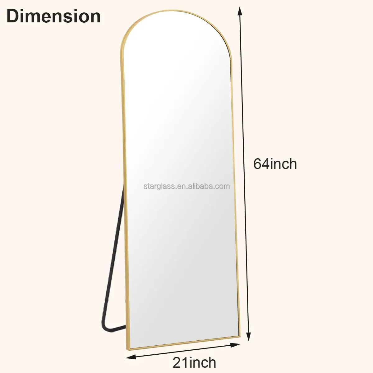 Aluminum frame arched full body floor dressing mirror back panel full length mirrors