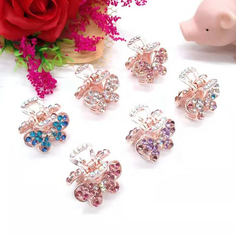 Оптовая продажа, модные маленькие золотые блестящие металлические заколки для волос со стразами для девочек и детей, женские аксессуары для волос, ювелирные изделия