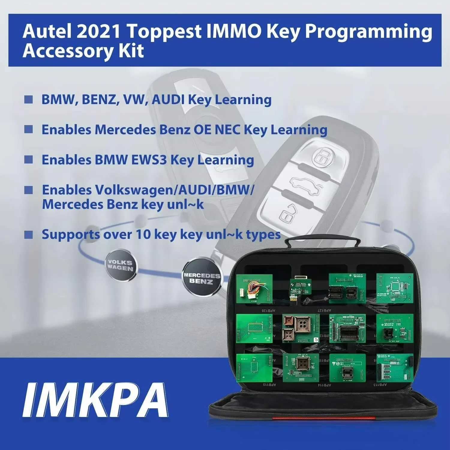 Autel IMKPA Key Programming Accessory, Programming Adapters Kit for IM508, IM608, Enhanced IMMO & Key Programming Function