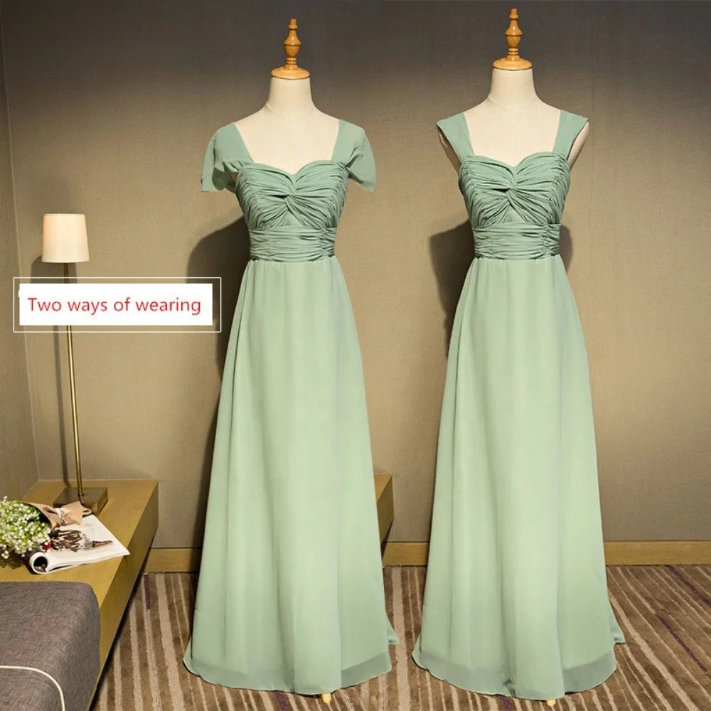 Light Green Elegant Dress Women Wedding Party Long Bridesmaid Dresses Plus Size Chiffon Custom Made Bridesmaids Dresses 2022