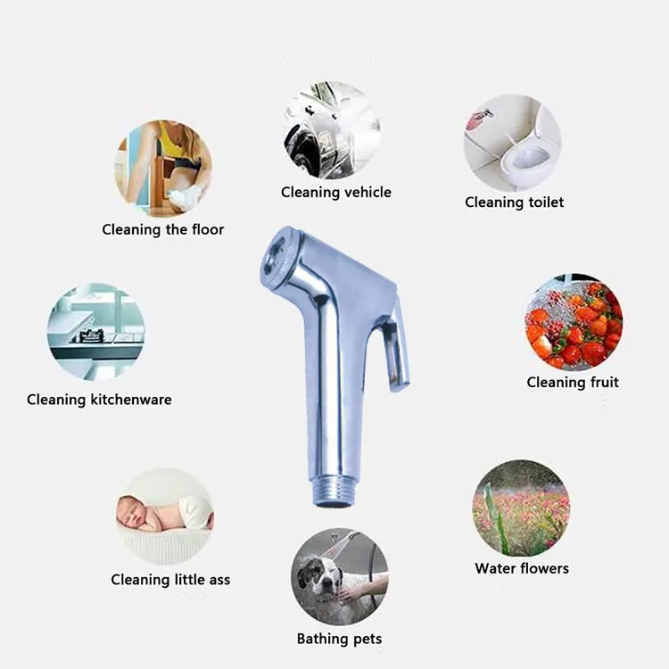 Polished Chrome Portable Handheld Bidet Sprayer Head Shower Sprayer Use Lavatory Toilet Muslim Shattaf Chrome Finishing Shattafs