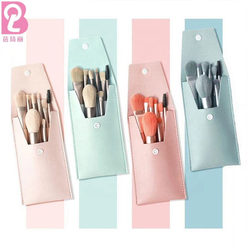 Beiqili 8 Piece Make Up Brush Set Pink Makeup Travel Makeup Brush Set With Bag Sample Kabuki Blush Contouring Makeup Brush Kit