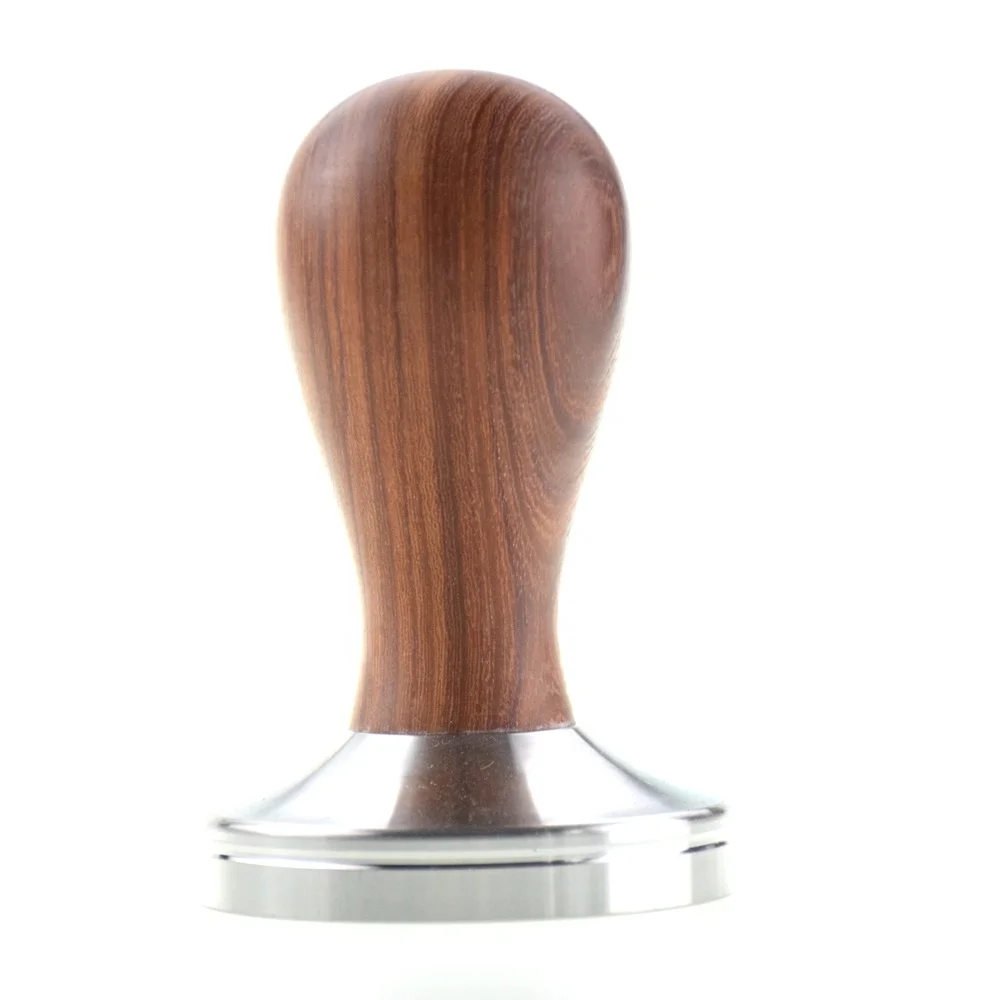 Ecocoffee Hot Sale wooden handle coffee tampers with handles 51mm 53mm 58mm Espresso Stainless Steel Coffee tamper YE06z