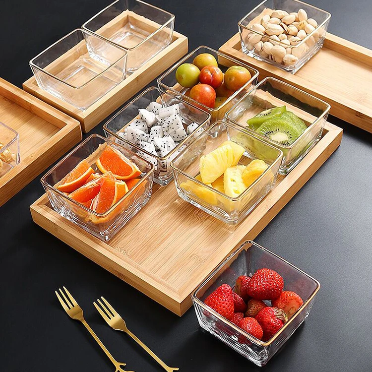 Nordic light luxury creative home coffee table serving tray fruit snack melon seeds wooden frame fruit plate storage dish