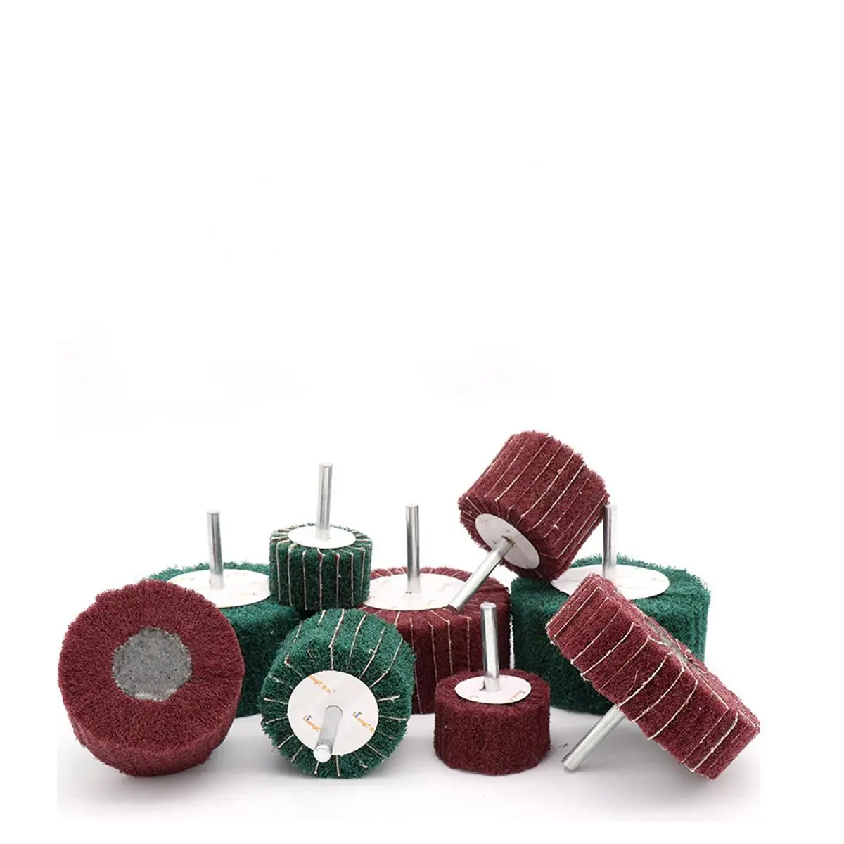 6mm shank abrasive tool mounted point  non- woven sand cloth  flap wheel with shaft grinding head for burnishing machine