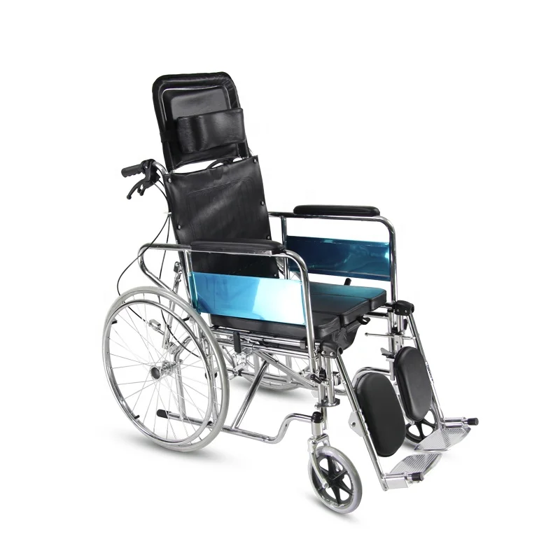 Adult Adjustable Lying Folding wheelchair with toilet