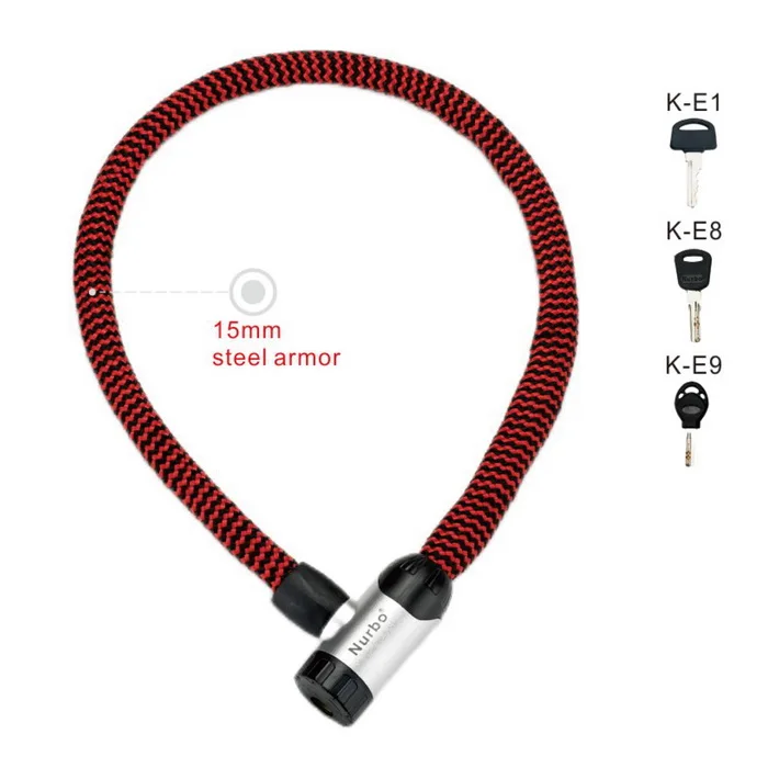 8mm steel coil cable locks, clip mounting system included