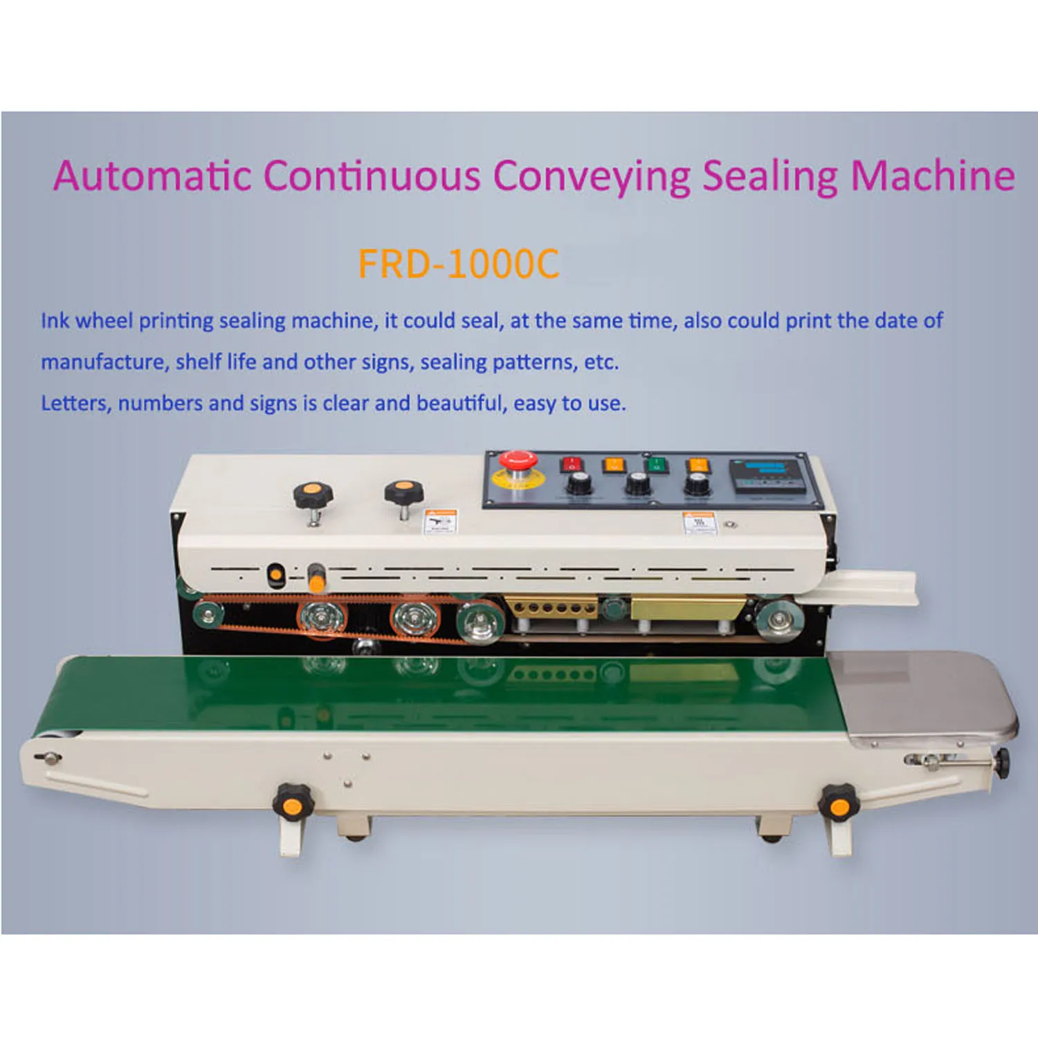 FRD-1000C Continuous bags band solid-ink coding printing and sealing machine with counts meter