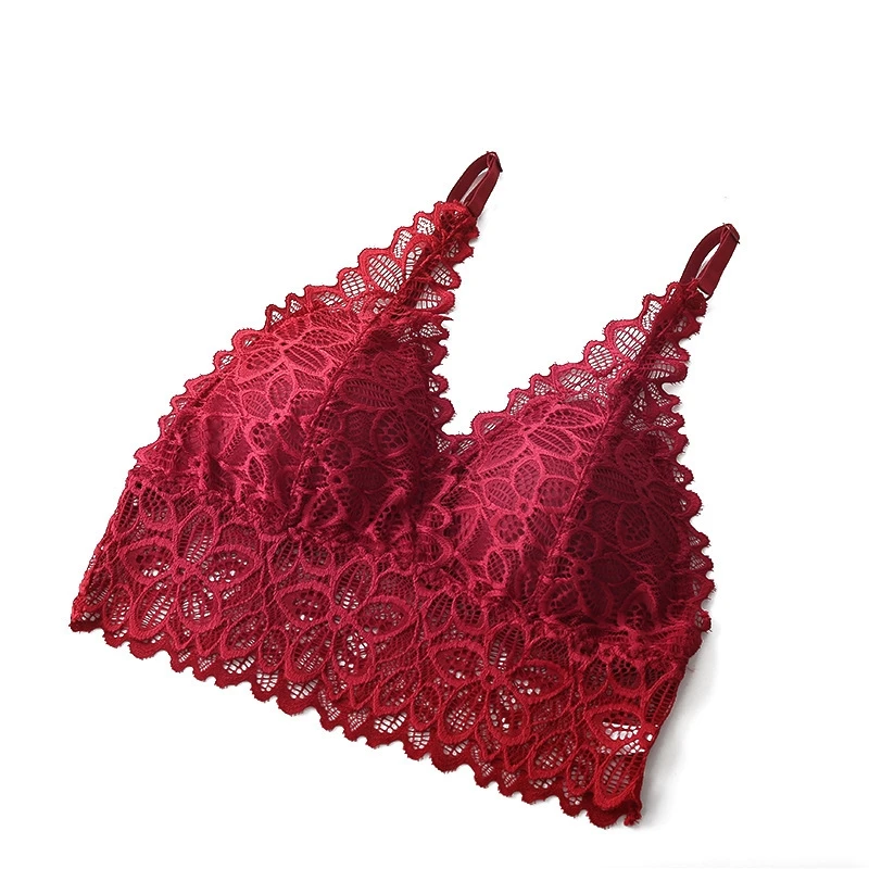 Sexy Ladies Bra Underwear Women Wire Free Custom Sexy Lingeries Transparent Lace Bag Triangle Strap Wireless Eye OEM Cup Spandex