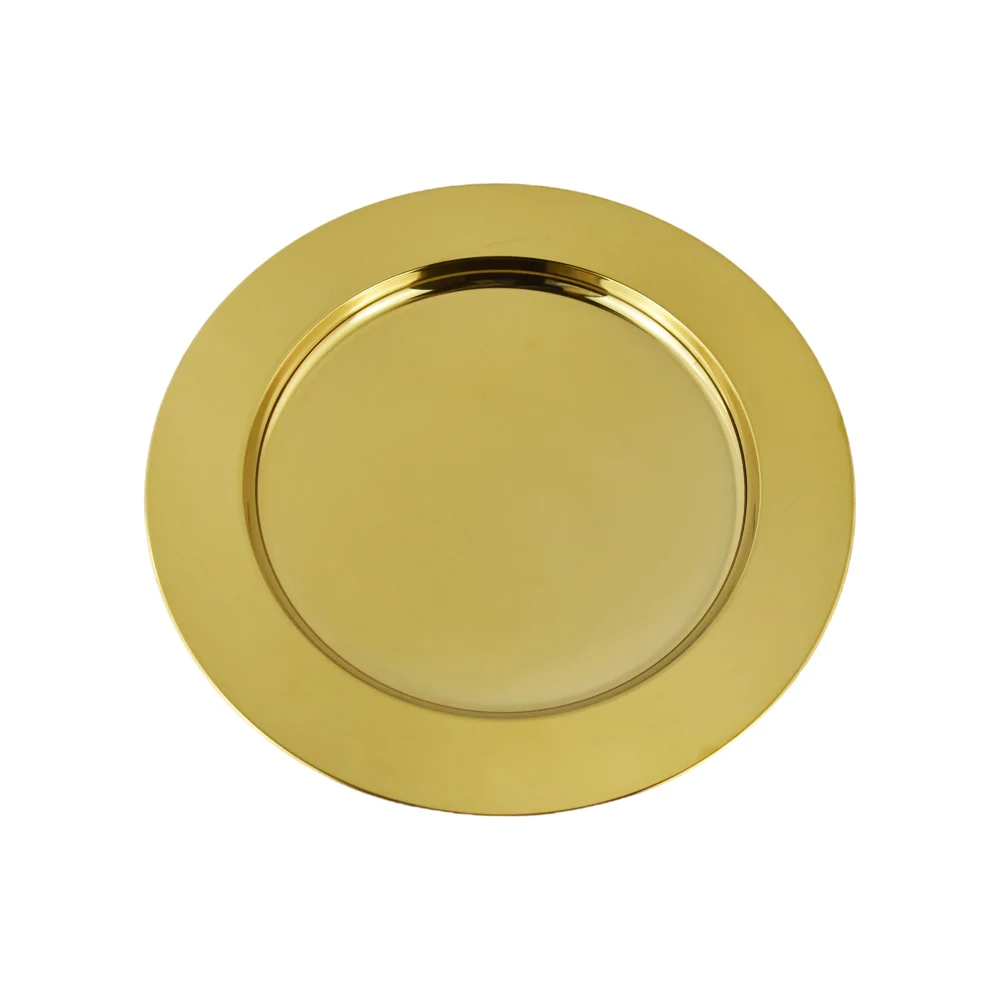Wedding Decoration Silver Gold 13 inch 33cm Stainless Steel Round Charger Plates