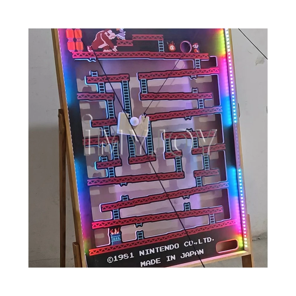 Commercial custom carnival party mini handheld dribbling 3d board wooden ball bearing maze game
