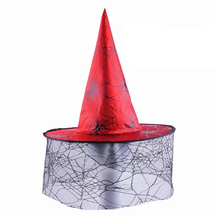 Spider Web Wizard Hat Halloween Party Supplies Polyester  Magical wizard hat Black Costume Cosplay party hats
