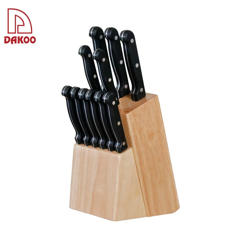 POM Handle Professional complete 11Pcs Chef Cooking Kitchen knife set With Wooden Block
