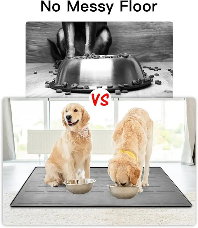 Large pet placemat custom eco-friendly silicone safe waterproof leakproof cat and dog feeding water bowl tray mat durable