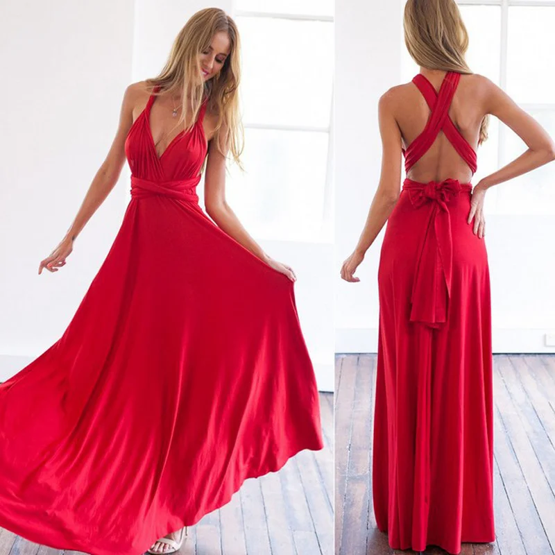 Sexy Women Multiway Wrap Convertible Boho Maxi Club Dress Bandage Long Dress Party Bridesmaids Infinity Robe dress