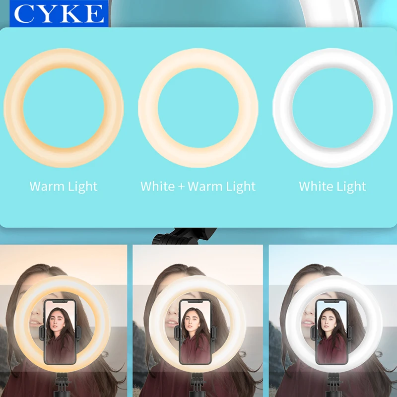 CYKE L06 8 Inch Ring Light Tripod Phone Holder Portable Led Fill Light Live Video Selfie Stick Tripod Wireless Remote For Tiktok