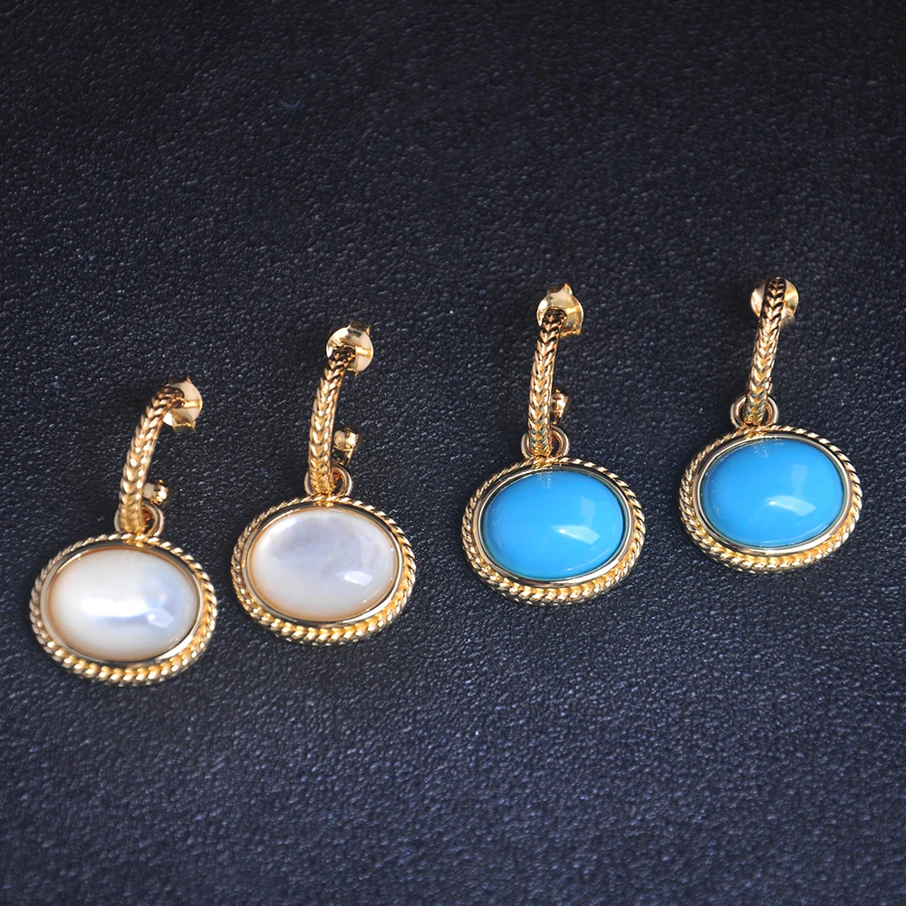 Real 18K Gold Color Plated Casual Bohemia Earrings Jewelry Modern Stylish Shell Hoop Earrings Jewelry