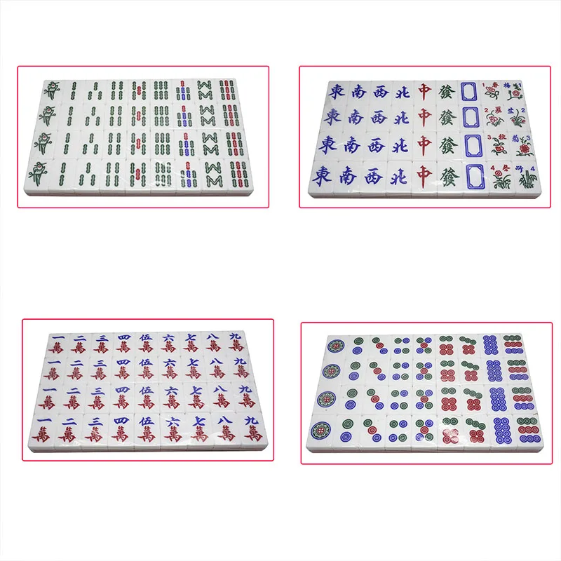 Custom Premium Gift Brand Mahjong Set 31 35.5 37 39mm Size Custom Print Set 160 144 Acrylic Mahjong Tile