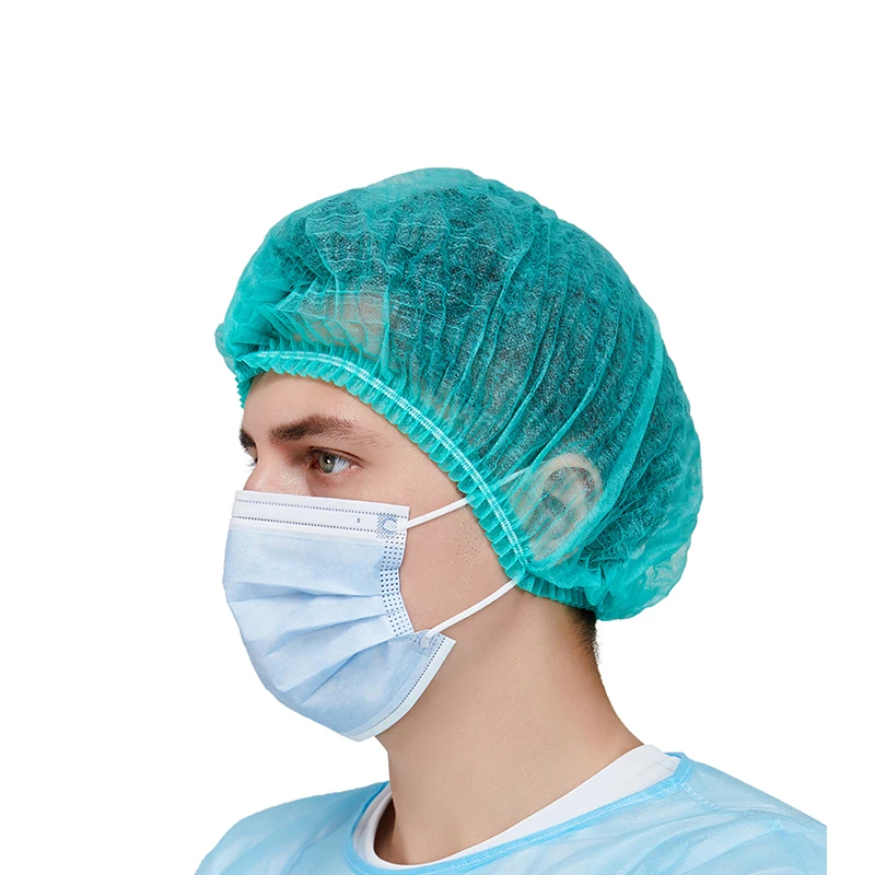 Mob Clip head cover hygiene safety non woven PP 10 gsm food process hospital use GREEN PPE personal protection equipment