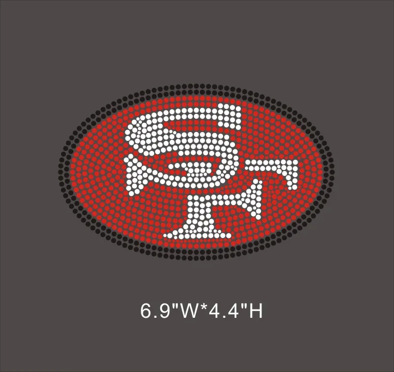 Low MOQ Custom San Francisco 49ers logo Rhinestone Transfer Designs Hot Fix Rhinestone Transfer Motifs Rhinestone Heat Transfers