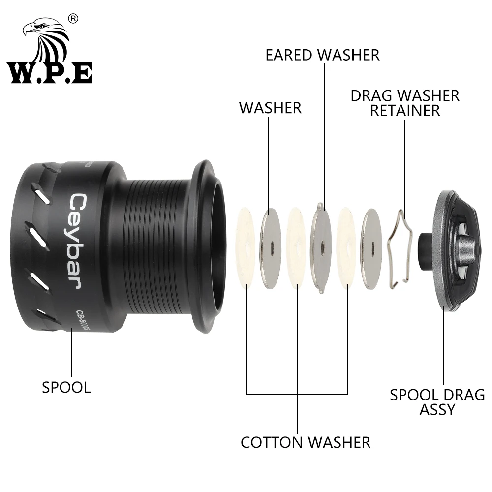 W.P.E CB 4000S-6000T 5.1:1 / 7+1 BBs High Speed Metal Spool Spinning Reel Carp Fishing Tackles Fishing Wheel