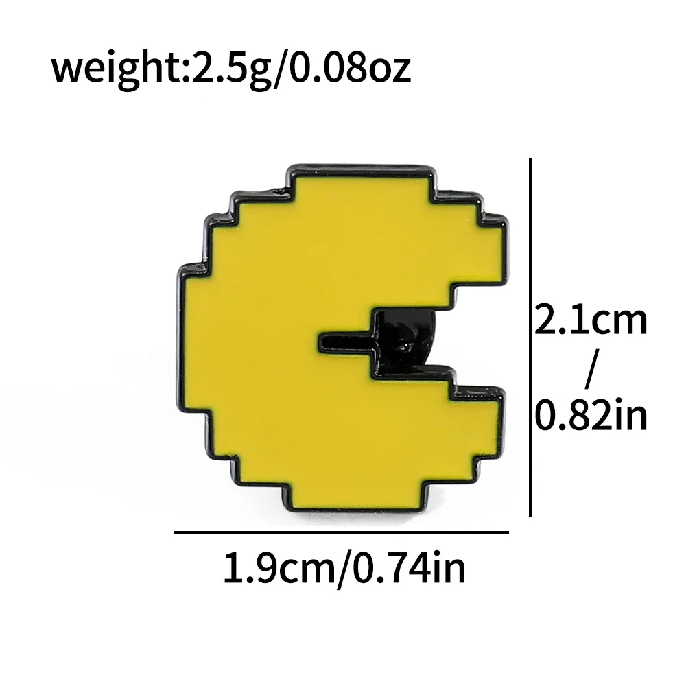 XZ2466 Cute Game Pac-Man Brooch Pixel Art Metal Pins Badge Cartoon Character Backpack Clothes Accessories Bricks Kids Gift Toys