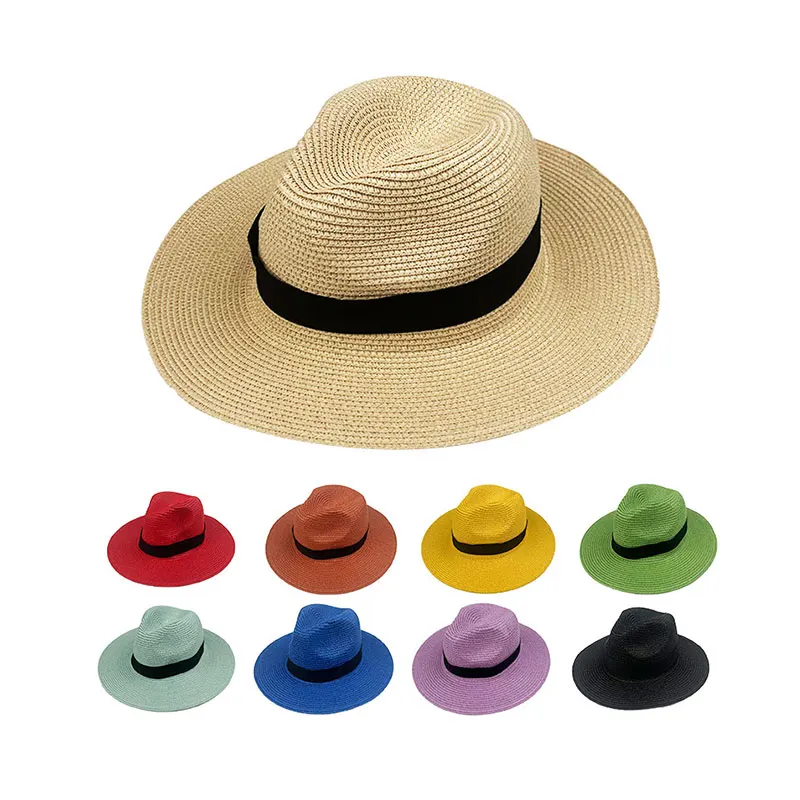 Panama Straw Hat Band Colorful Raibon Foldable China Custom Natural Grass Cap
