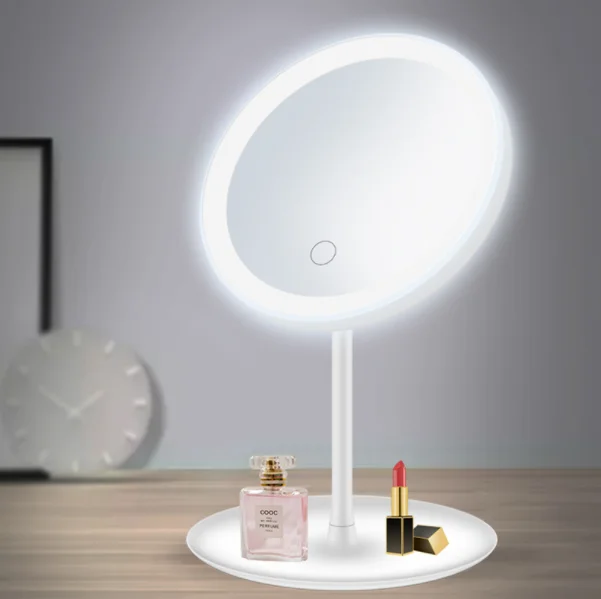 New design professional makeup mirror tabletop vanity round makeup led light cosmetic mirror