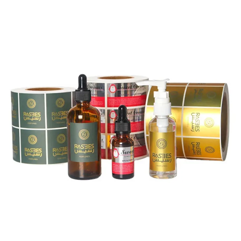 Logo Adhesive Double Layer Sticker Labels for Packaging Gold Foil Brand Printing Paper Waterproof Bottled Beverage Accept Custom