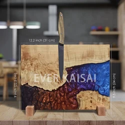 Wood and Epoxy Resin Magnetic Knife Block with Strong Magnets, Olive wood resin knife block with holder