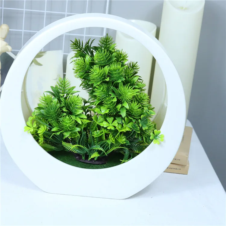 Artificial Pine Needle Potted Plant Plastic Greenery Bonsai Home Office Indoor Decoration For Table Desktop Display