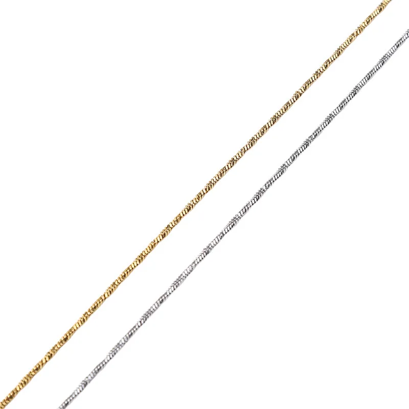 14K Gold Plated Female Necklace Flat Stainless Steel  Clavicle Minimalist Style Spiral Chain