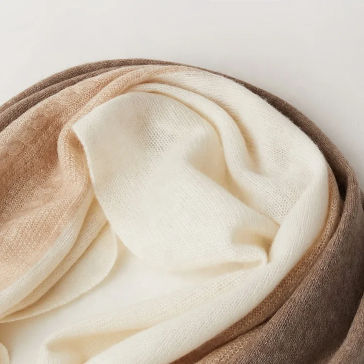 Cable Cashmere Scarf Shawl Inner Mongolia OEM Custom Winter 100% Knitted Cashmere Scarf For Women