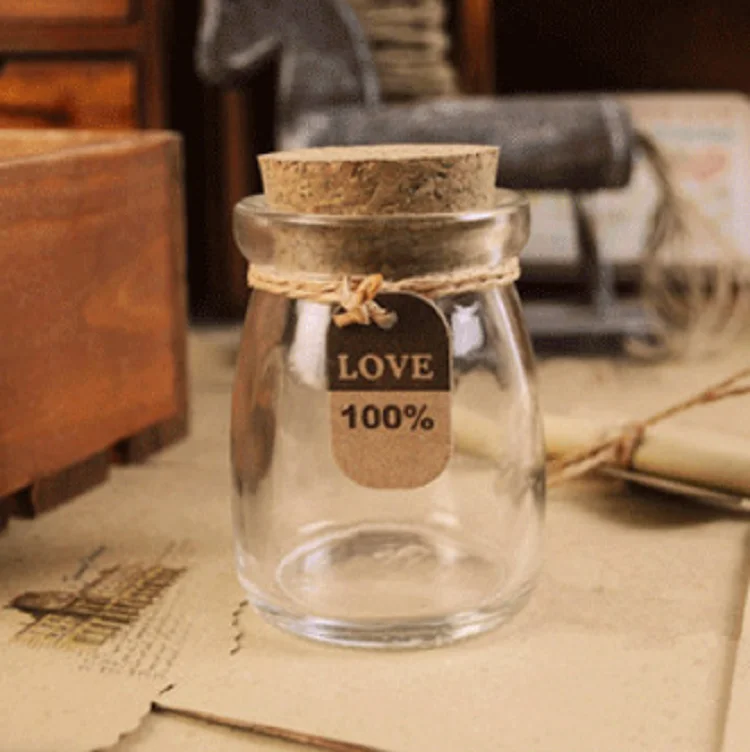 wishing message mini decorative cork glass bottle gift drifting glass bottle with crok