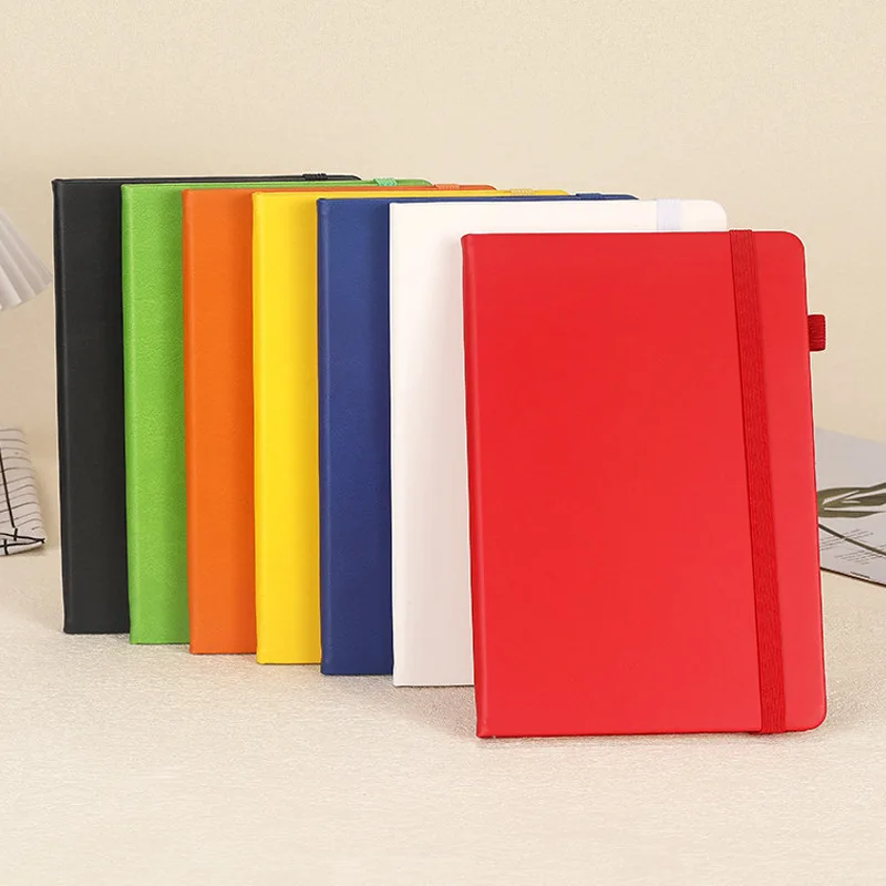 Gift A4 A5 A6 Embossed Logo Leather Notebook Promotional Dotted Inner Page Binding Elastic Strap Notebook For Business